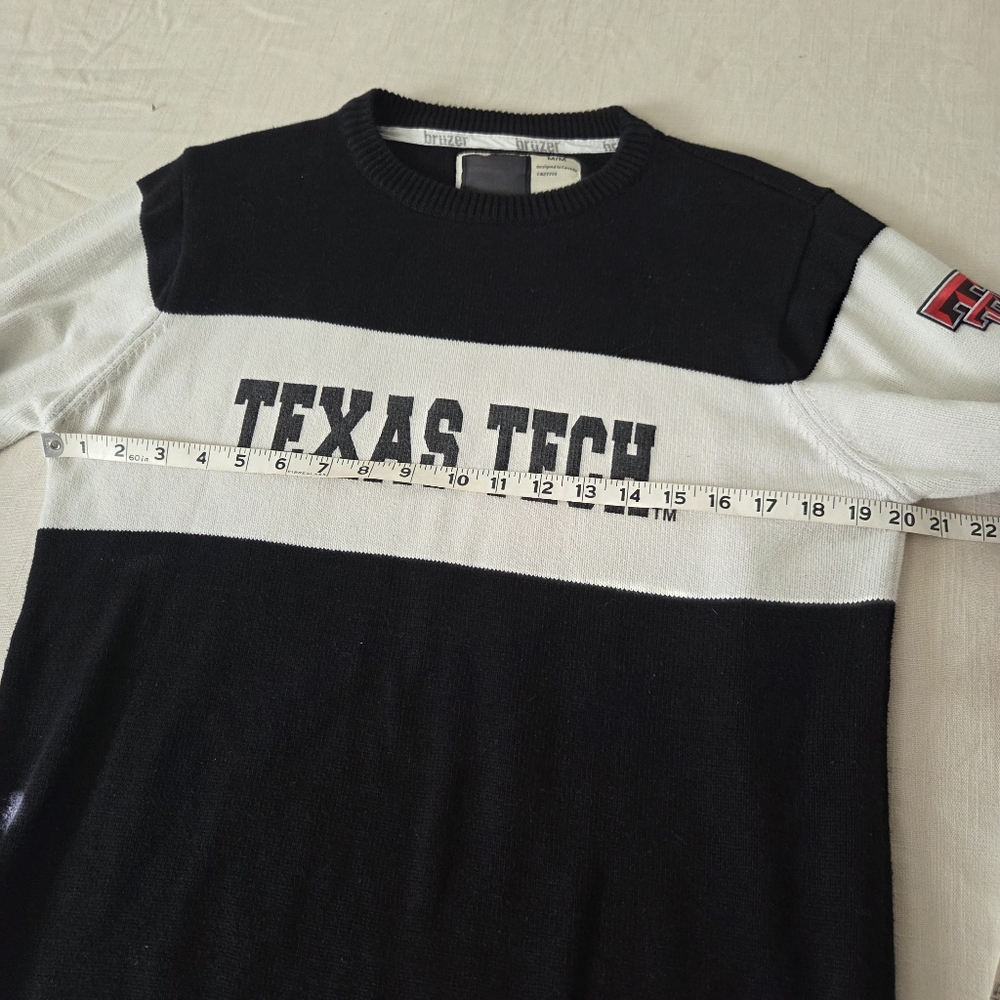 Texas Tech Bruzer Black and White Knit Men's Sweater 100% Cotton Medium - Picture 7 of 9